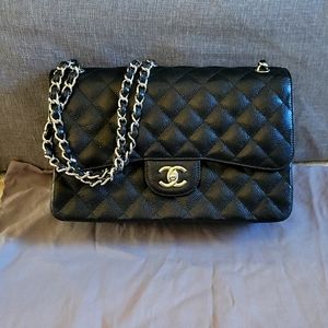 Chanel Black Classic Jumbo Double Flap Caviar